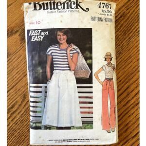 Vintage 1970s Butterick 4767 Sewing Pattern Size XS 10 Top Skirt Pants COMPLETE
